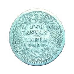 British India Silver 2 Anna's Year 1890 Victoria Empress** Collectable Grade.