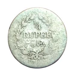 British India Silver 1/4 Rupee "East India Company "Year 1840 Queen Continuous Legend Poor Grade