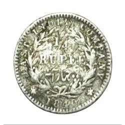 British India Silver 1/4 Rupee "East India Company "Year 1840 Queen Divided Legend Used Condition.