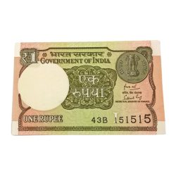 One Rupee New Issue Year 2018 Fancy Triplet "151515" Prefix 432 Serial Number UNC Grade.
