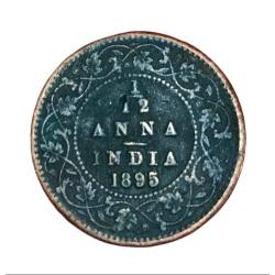 British India 1/12 Anna Year 1895 Victoria Empress Used Condition.