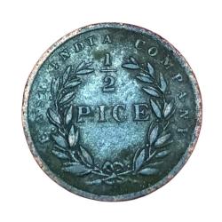 British India 1/2 Pice Year 1853 East India Company **Rare** Collectable Grade.
