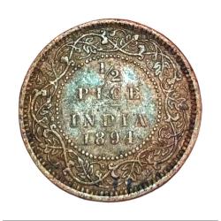 British India 1/2 Pice Year 1894 Victoria Empress **V. Scare** High Collectable Grade.
