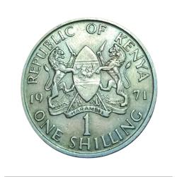 Kenya Cu/Ni 1 Shilling Year 1971 "Big Size" MZEE JOMO Kenyatta Portrait in High Collectable Grade.