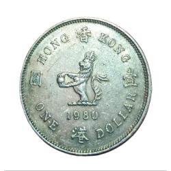 HONG KONG Cu/Ni One Dollar Year 1980 Queen Elizabeth-II **Scare** High Collectable Grade.