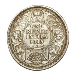 British India Silver Rupee KEY Date Year 1915 King George-V **V. Scare** Collectable Grade.