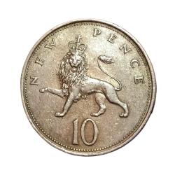 United Kingdom New 10 Pence Cu/Ni Year 1969 Queen Elizabeth-II in Collectable Grade.