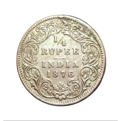 British India Silver 1/4 Rupee KEY Date Year 1876 Queen Victoria **Rare** Collectable Grade.