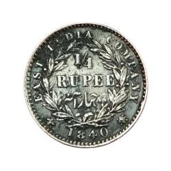 British India Silver 1/4 Rupee Year 1840 "EIC" Victoria Divided Legend **V.Scare** Collectable Grade