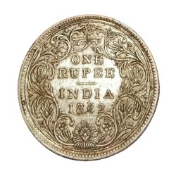 British India Silver Rupee Year 1862 Queen Victoria in RAW High Grade.