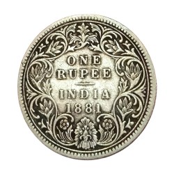 British India Silver Rupee KEY Date Year 1881 Victoria Empress **Rare** Collectable Grade.