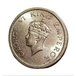 One Rupee Cu/Ni Year 1947 Tiger 🐅 Portrait **Scare** AUNC Grade with Luster.