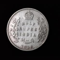 Half Rupee 1910 Edward VII King and Emperor
