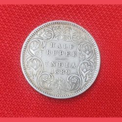 Half rupee coin 1889 Victoria empress calcutta mint