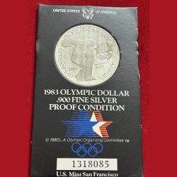 1983 Olympic Dollar Silver Proof America One Dollar With box Mint . San Franscisco