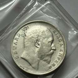 Edward One Rupee 1907 Silver Coin UNC