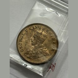 George V One Quarter Anna 1917 Copper Coin UNC