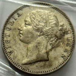 British India Victoria One Rupee 1840 WWB. Dot Divided Legend Madras Mint Silver Coin High Rare