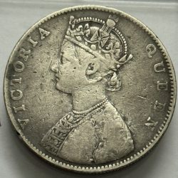 British India One Rupee 1862 Five Pannel With 4 Pineapple Silver Coin High Grade Rare