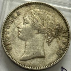 British India Victoria One Rupee 1840 WWB. Dot Divided Legend Madras Mint Silver Coin High Rare