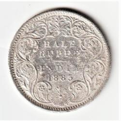Rare Half Rupee 1883 Coin of Victoria Empress British India Silver Coin