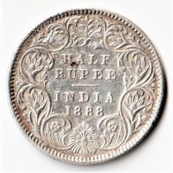 Half Rupee 1888 Victoria Empress Silver Coin in Superb Condition Calcutta Mint Coin