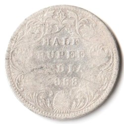 Rare Half Rupee 1888 of Victoria Empress Collectible British India Silver Coin
