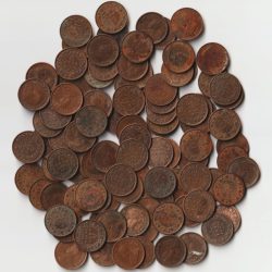 100 Coins Lot of 1/12 Anna Bronze Coins of King George V British India Coinage