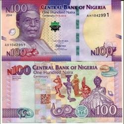 Nigeria 100 Naira World Banknote 2014 P41a UNC Commemorative 100 Years of Existence Unique and Rare