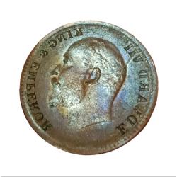 British India One Quarter Anna "Bronze" King Edward-VII Obverse Brockage/Lakhi Error **Very Rare** Collectable Grade.