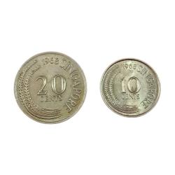 Singapore 10 Cents and 20 Cents Same Year 1968 Set 2 Coins are in High Collectable Grades.