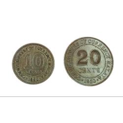 Malaysia 10 Cents & 20 Cents Year 1950 Commissioners of Currency "Malaya" **Scare** Collectables.