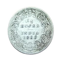 British India Silver 1/4 Rupee Year 1888 Victoria Empress **Rare** Collectable Grade.