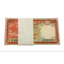 Nepal 20 Rupees Serially 100 Notes Complete Bundle **Scare** UNC Grade.