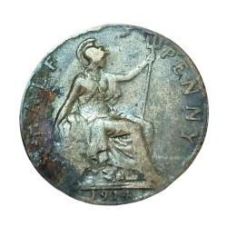 Great Britain Copper Half Penny Year 1914 King George-V **V. Scare** Collectable Grade.