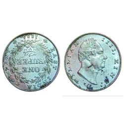 British India Silver Rupee 1835 "EIC" King William-IV 6° Clock Inverted AXIS **Ex-RARE** High Grade.
