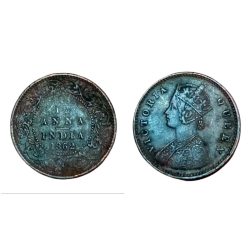 British India 1/12 Anna Year 1862 Queen Victoria in High Grade.