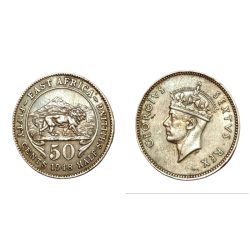 East Africa British Colony % Silver 1/2 Shiling Year 1948 King George-V **Rare** High Grade.