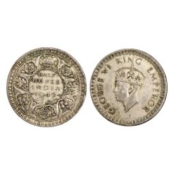 Half Rupee 1942 George VI King Emperor