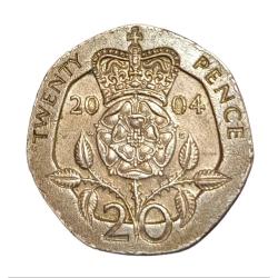 Great Britain Cu/Ni 20 Pence Year 2004 Queen Elizabeth-II Odd Shaped Coin Collectable Grade.