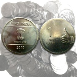 Rs 1 RBI 100 Coin Seal Pouch Republic India Issue 2010 Mumbai Mint Rare Hasta Mudra Series