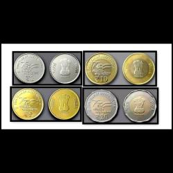 Rs 2 5 10 and 20 Government Of India Issue 75 Year Of Independence RBI 2022 Mumbai Mint Diamond Mark
