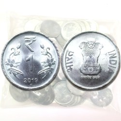 Rs 1 RBI Seal 100 Coin Pouch 2019 Mumbai Mint Top Luster Diamond Mark Definitive Issue