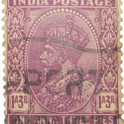 Postal Stamp of George V 1 Anna 3 Pies Pink Colour - Used Condition as per Image.
