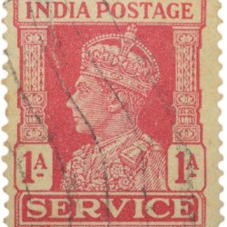 Postal Stamp of George VI 1 Anna Red Colour - Service Issue - Used Condition as per Image.