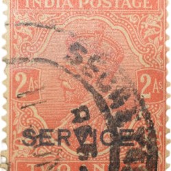 Postal Stamp of George V 2 Annas Orange Colour - Used Condition as per Image.