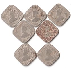 7 Coins Set of Two Anna 1929-1918 Copper-Nickel Coin of King George V British India Coinage