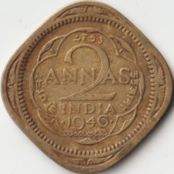 Rarest Mint Error Coin of Two Anna 1946 Stuck With Nickel Brass But Originaly Stuck With Copper-Nickel Colletible Coin of King George VI British India Coinage