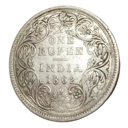 British India Silver Rupee Year 1862 Queen Victoria Collectable Grade.