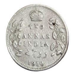 British India Silver 2 Annas Year 1910 King Edward-VII in Collectable Grade.
